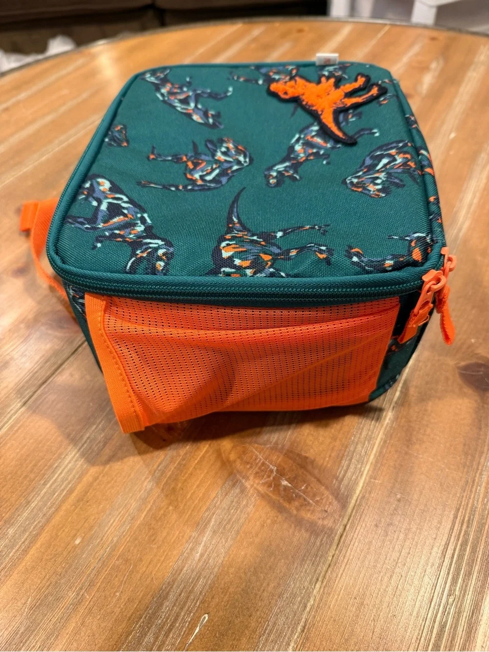 Cat & Jack Dino Print Zipper Lunch Box Bag NWT Viral Green Orange Dinosaur Trex